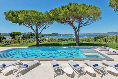 Modern luxury villa rental with pool and sea view in St tropez, South of France